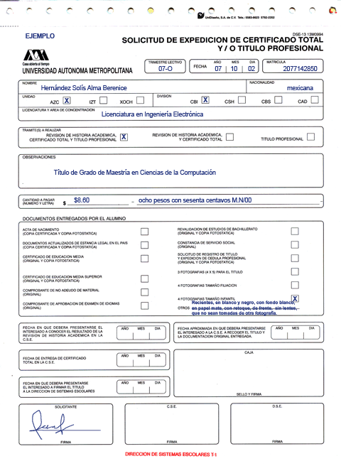 FORMATO DE SOLICITUD CERTIFICADO formato de solicitud certificado: